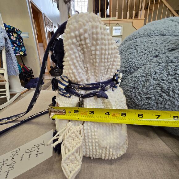 FLR PWR Upcycled Antique Hobnail textured Bedspread bag coin Small blue white - Picture 16 of 17